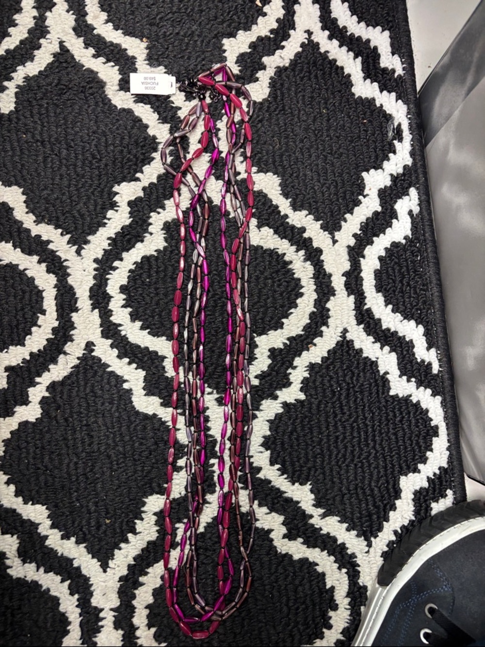 Premier Designs Pink and Black Multi-Strand Beaded Necklace